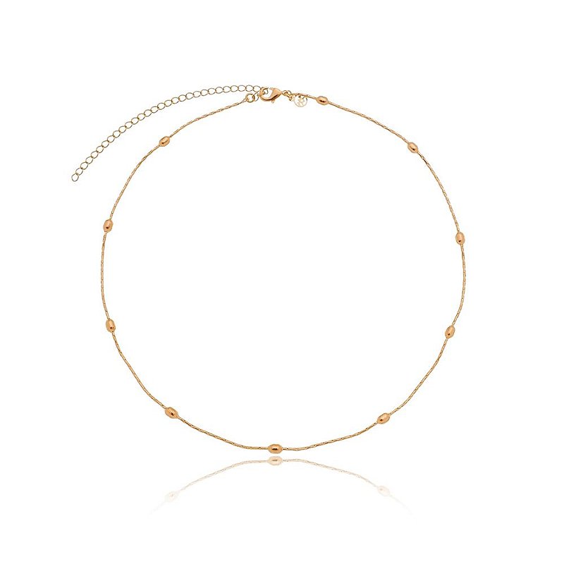 GARGANTILHA FOLHEADA A OURO 18K COM BOLAS