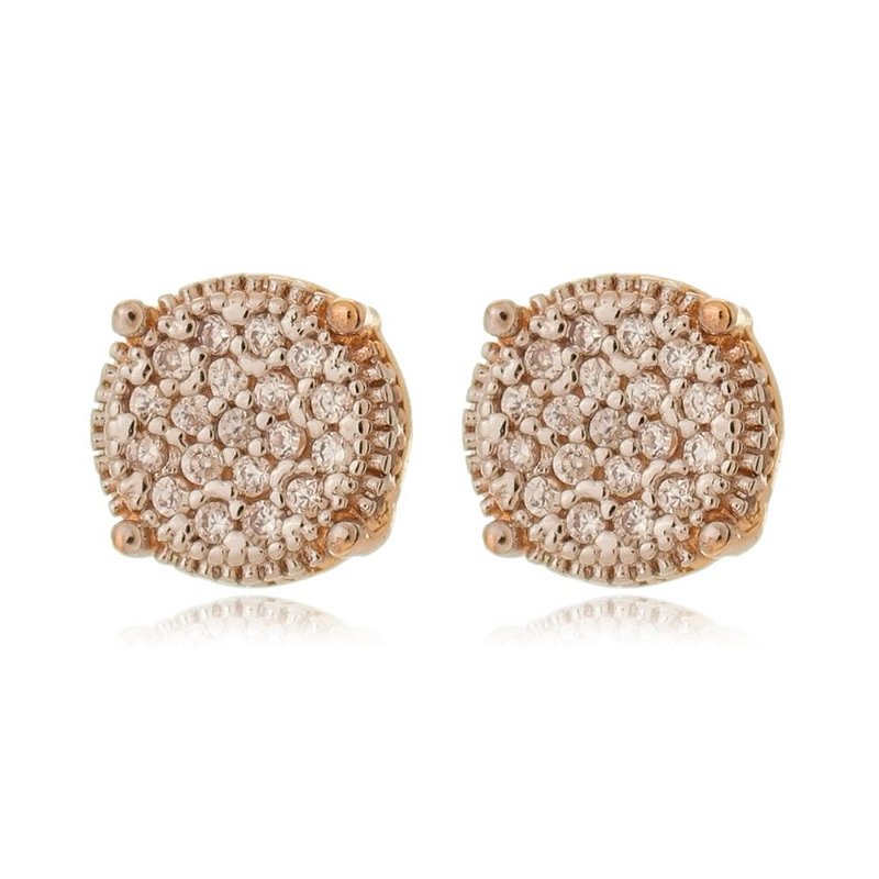Brinco redondo com zircônias folheado a ouro 18k