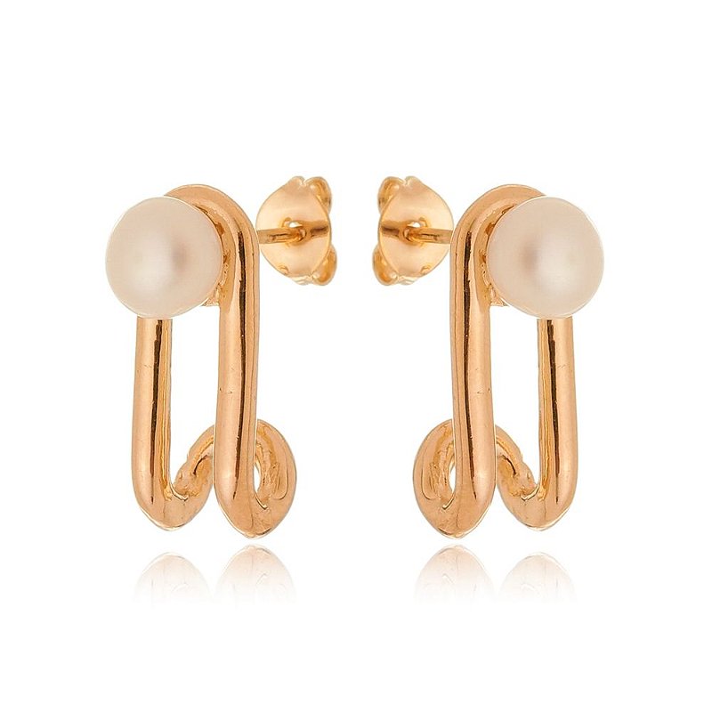 Brinco pérola folheado a ouro 18k