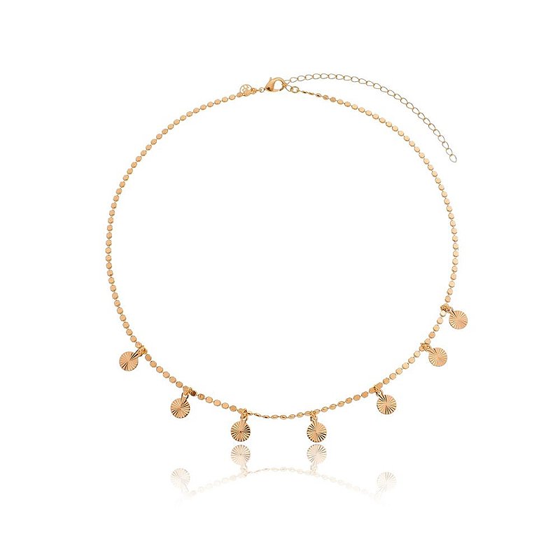 Gargantilha com círculos trabalhados folheada a ouro 18k