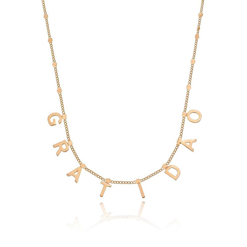 GARGANTILHA FOLHEADA A OURO 18K GRATIDÃO