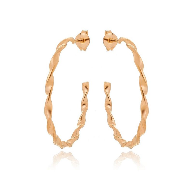 ARGOLA TRABALHADA FOLHEADA A OURO 18K