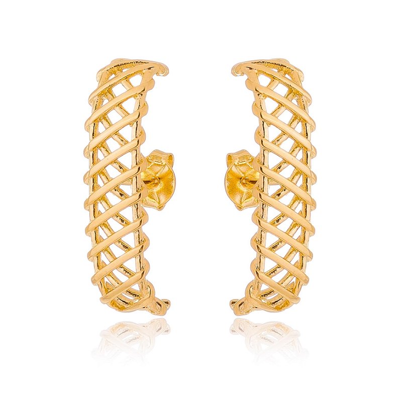 Brinco trama folheado a ouro 18k