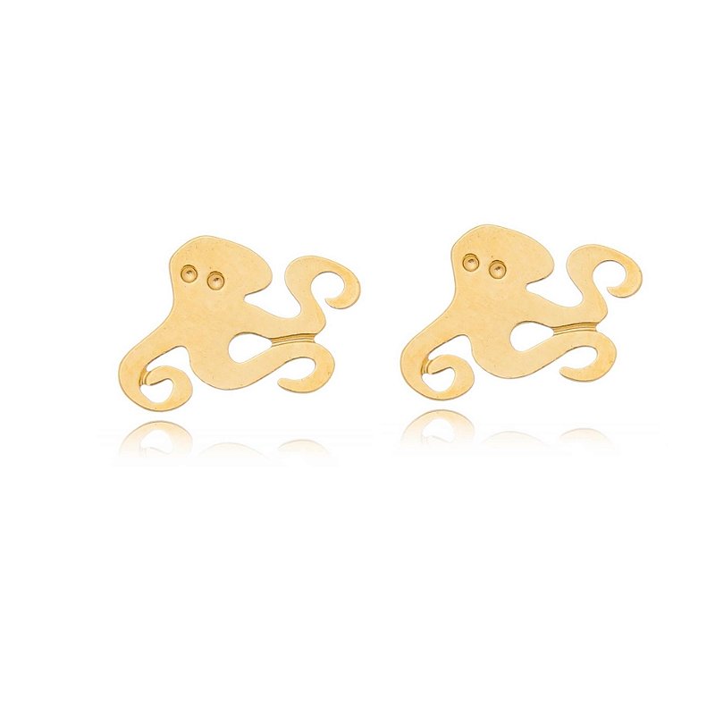 Brinco infantil Polvo folheado a ouro 18k