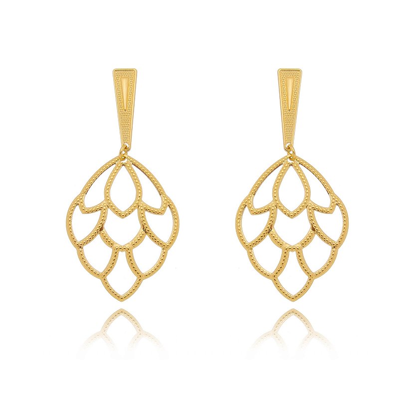 Brinco trabalhado folheado a ouro 18k