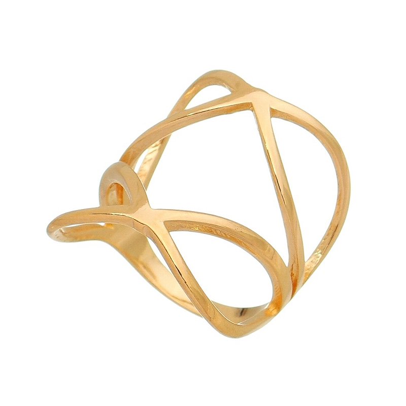 Anel largo vazado folheado a ouro 18k