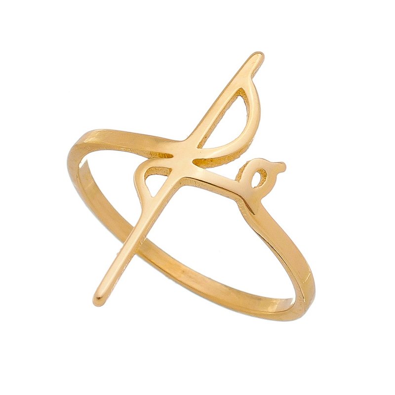 Anel fé folheado a ouro 18k