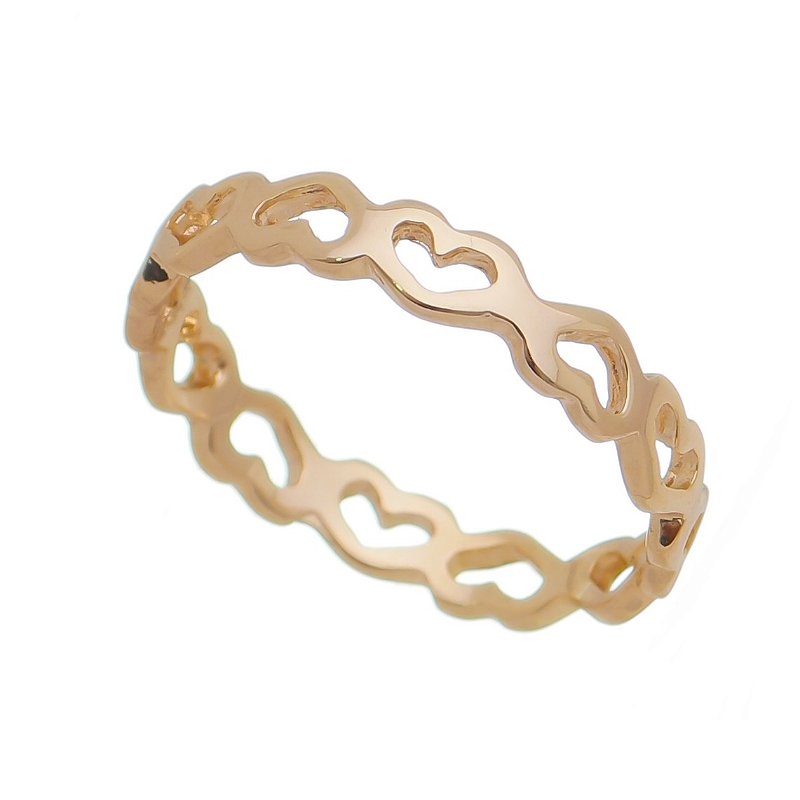 Anel corações vazados folheado a ouro 18k