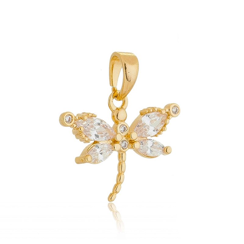 Pingente libélula folheado a ouro 18k