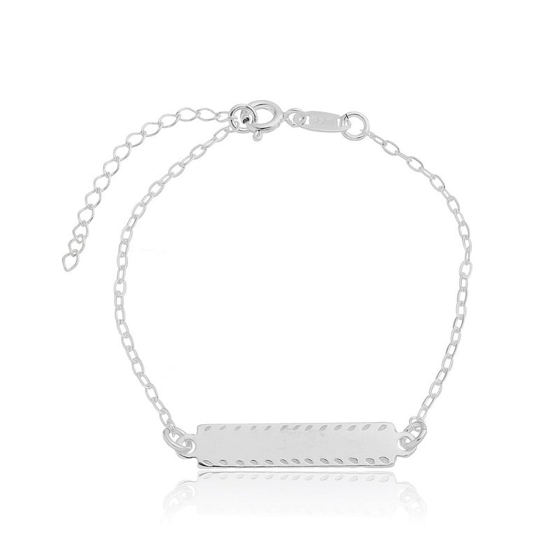 PULSEIRA PLAQUINHA RETANGULAR EM PRATA 925