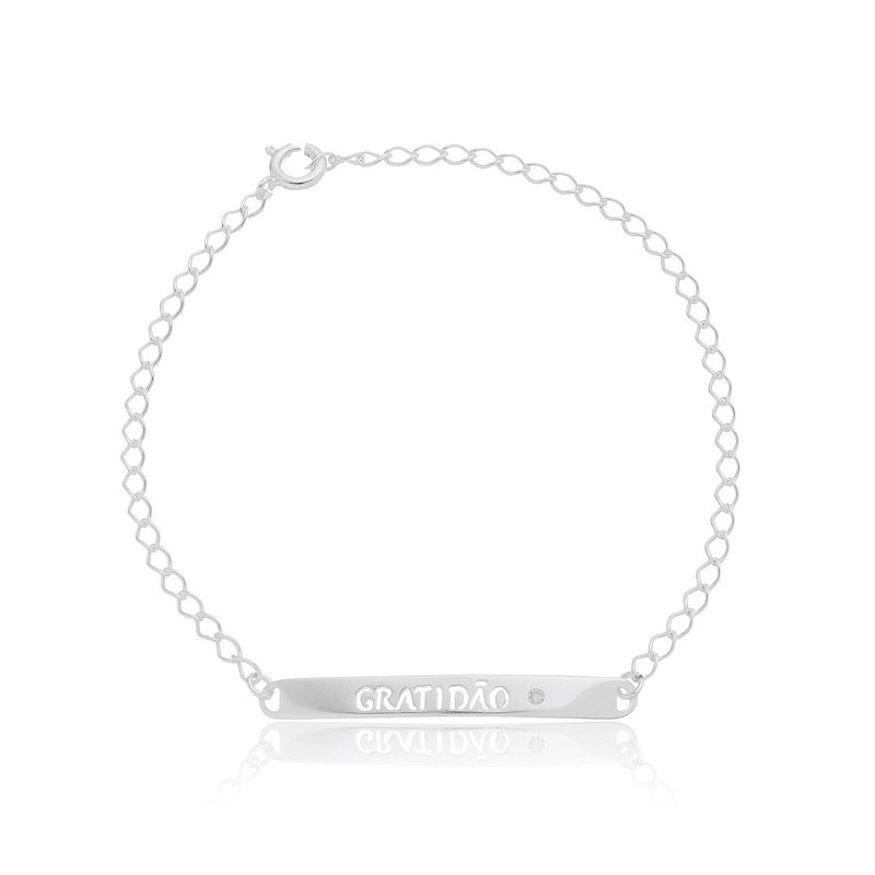 PULSEIRA PLAQUINHA GRATIDÃO EM PRATA 925