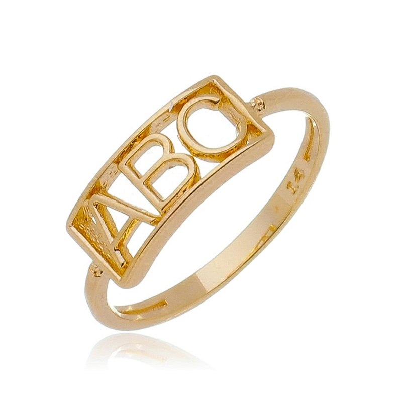 Anel ABC folheado a ouro 18k