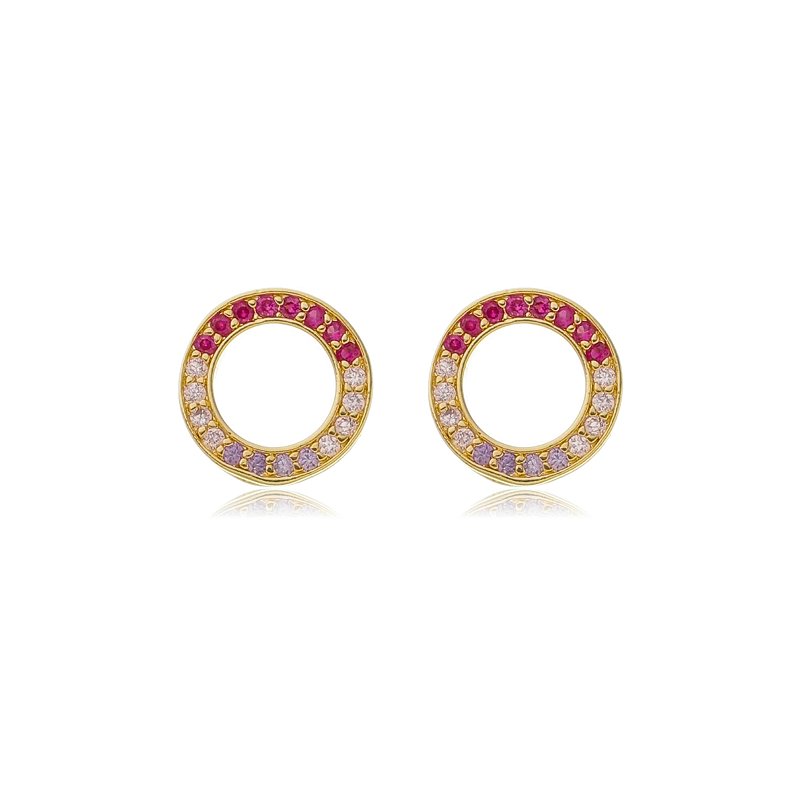 Brinco círculo com zircônias folheado a ouro 18k