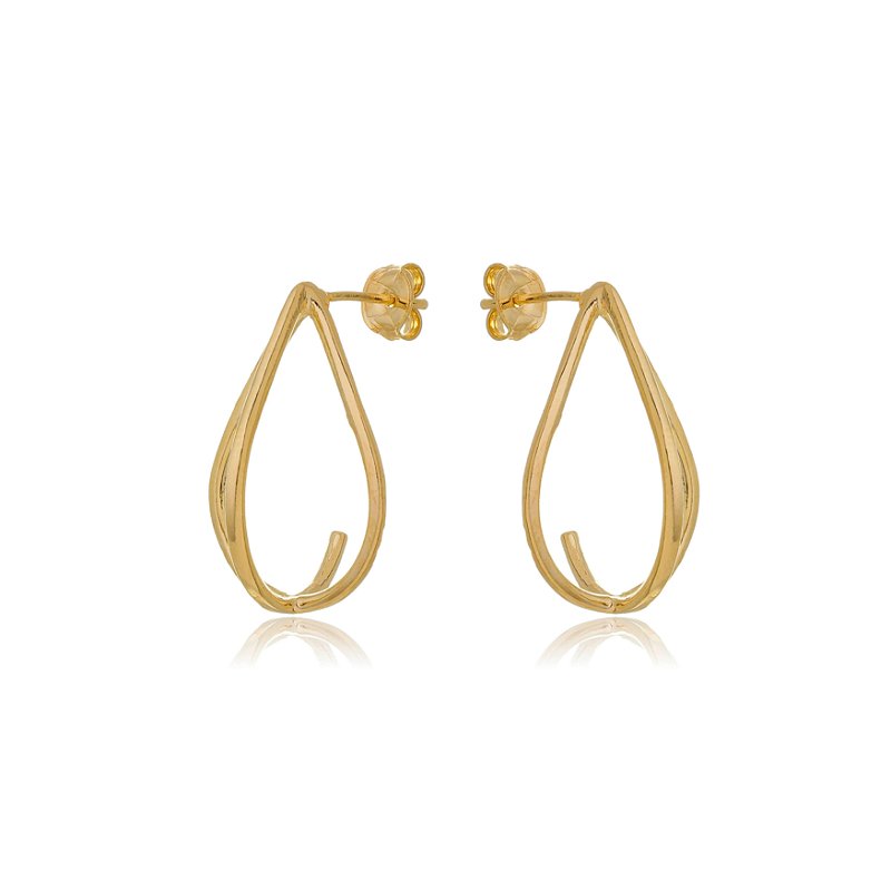 Brinco gota 3D folheado a ouro 18k