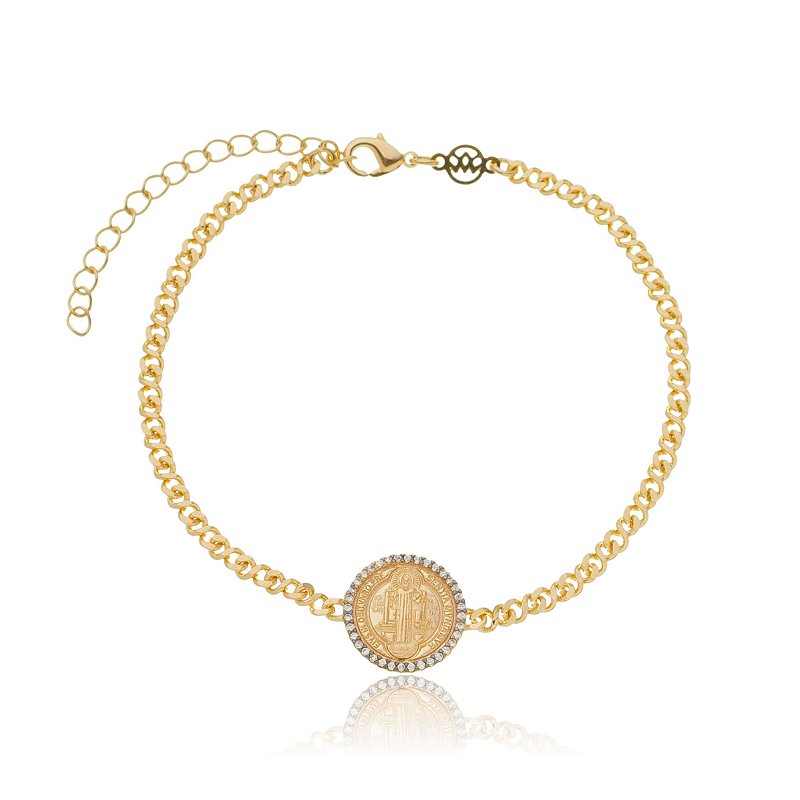 Pulseira São Bento folheada a ouro 18k 19cm