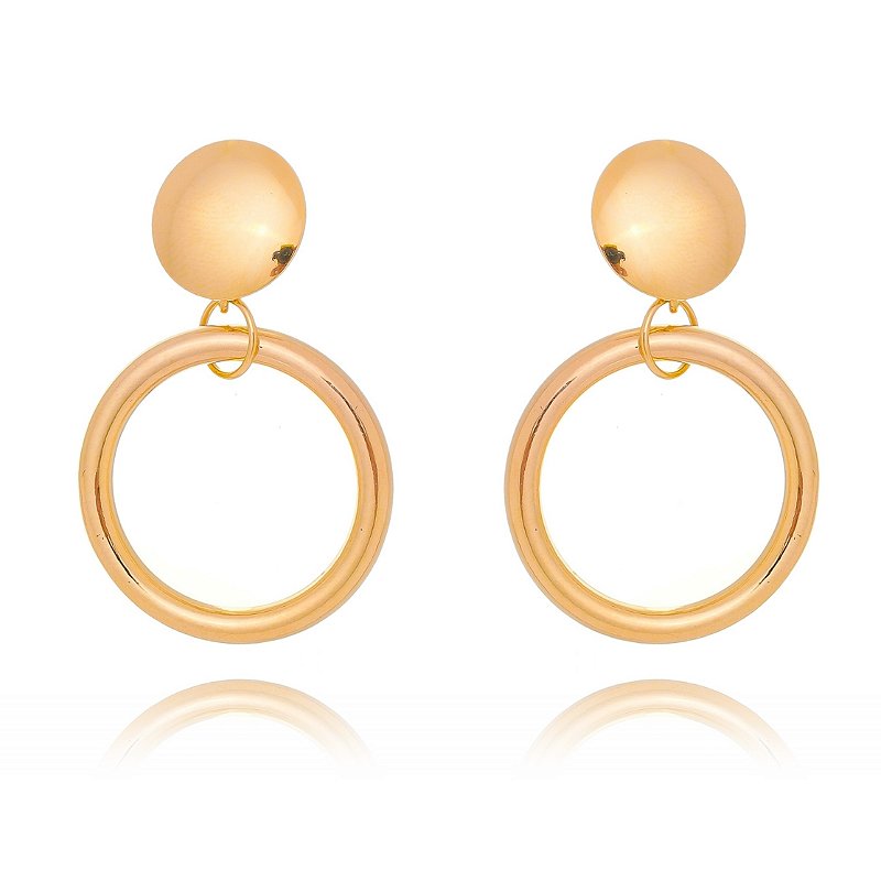 BRINCO ELO SUSPENSO GRANDE FOLHEADO OURO 18 K