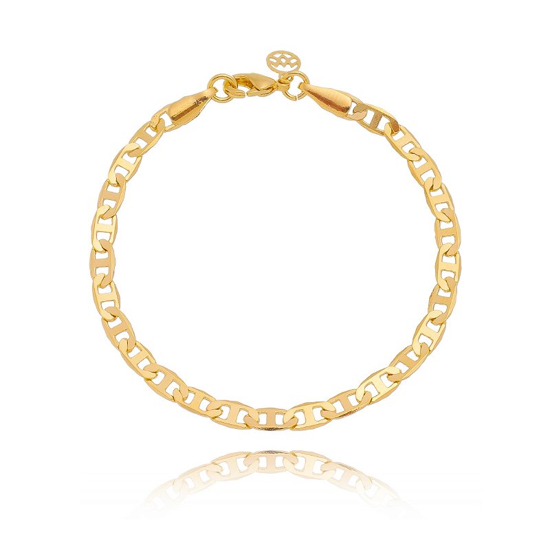 Pulseira latinha infantil folheada a ouro 18k 15cm