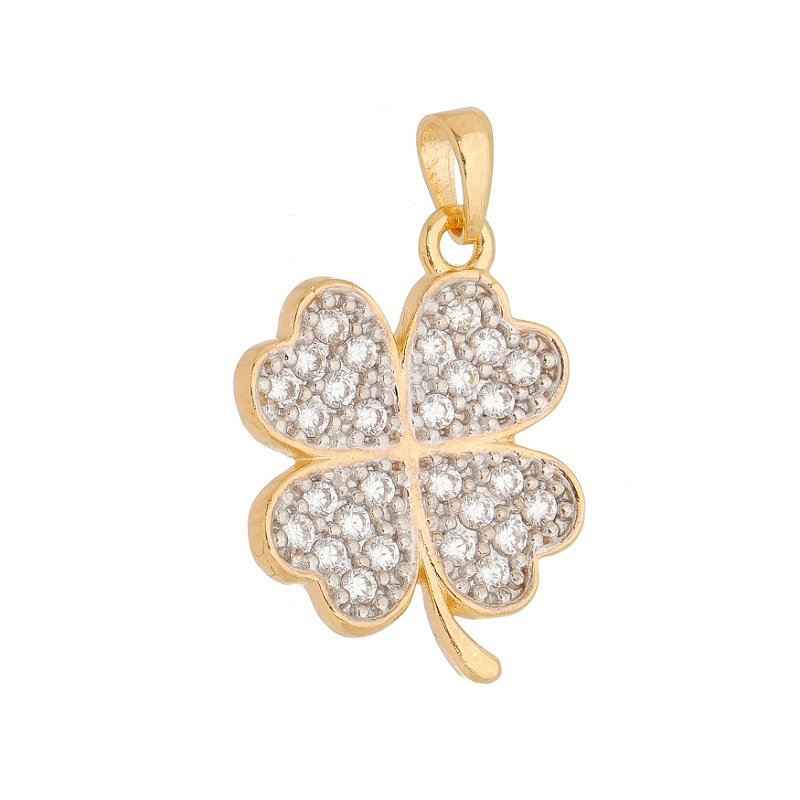 Pingente trevo folheado a ouro 18k