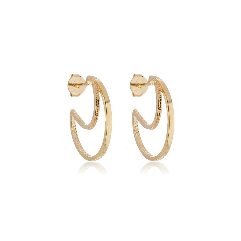 ARGOLA LUA FOLHEADA OURO 18K