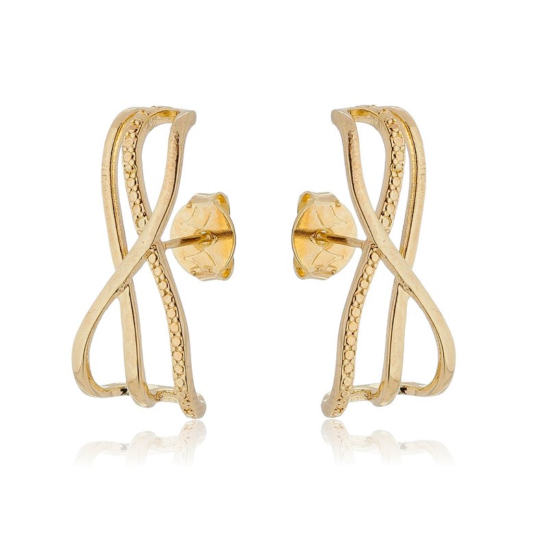 Brinco ondas folheado a ouro 18k