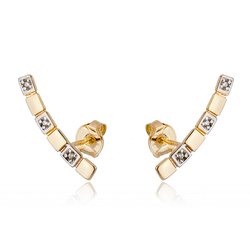 Brinco com zircônias folheado a ouro 18k