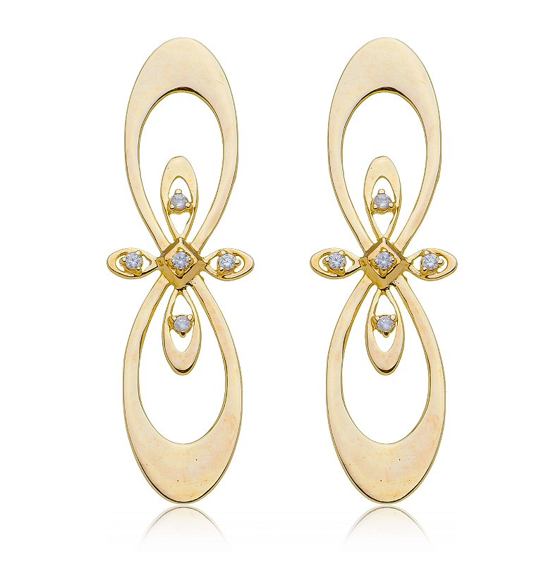 Brinco infinito folheado a ouro 18k