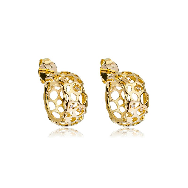 Argola coral folheada a ouro 18k