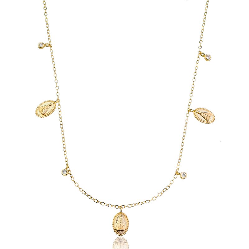 Gargantilha Nossa Sra. Aparecida folheada a ouro 18k