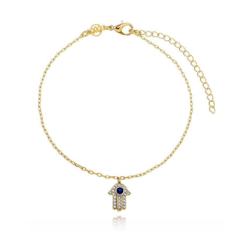 Pulseira mão de Fátima folheada a ouro 18k 18cm