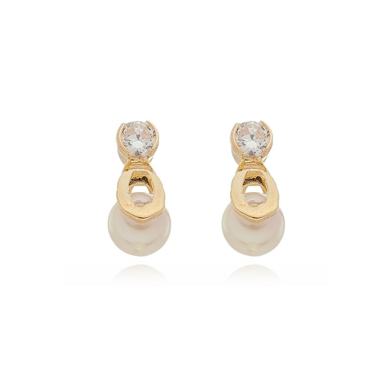 Brinco infantil gota pérola folheado a ouro 18k
