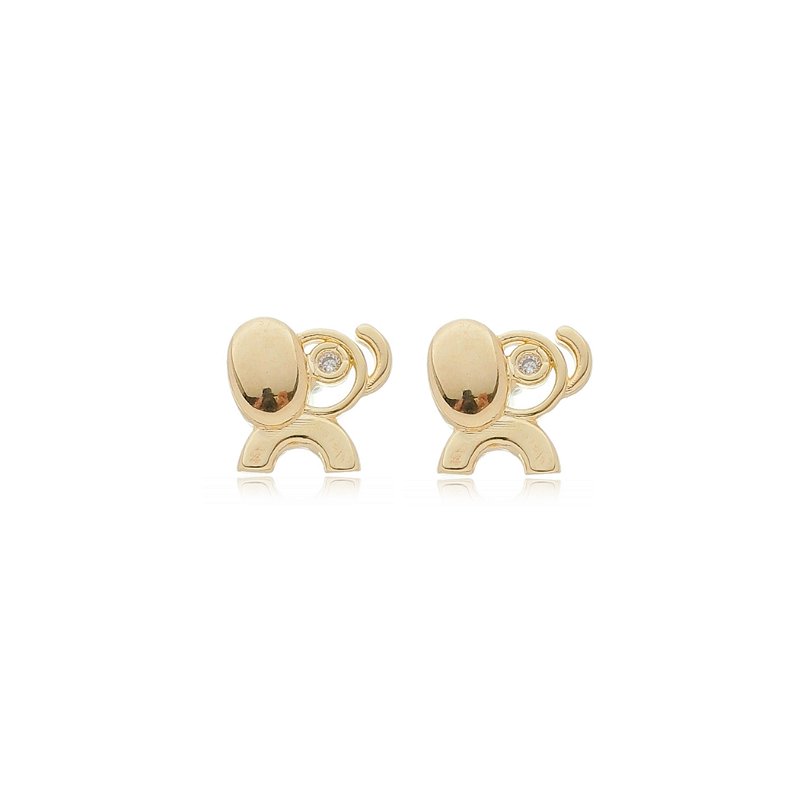 Brinco infantil elefante folheado a ouro 18k