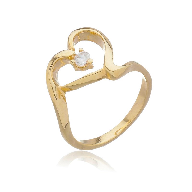 Anel coração folheado a ouro 18k