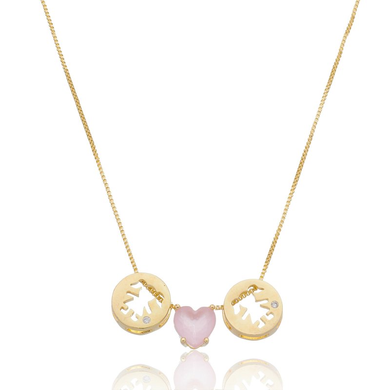 Gargantilha medalha meninas folheada a ouro 18k