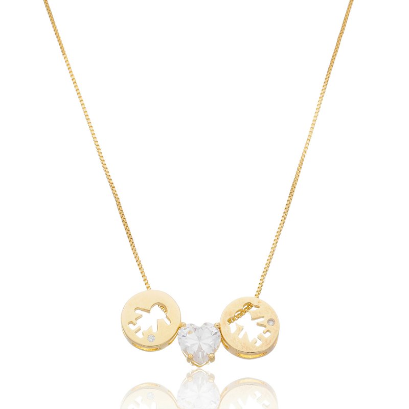 Gargantilha menino e menina folheada a ouro 18k