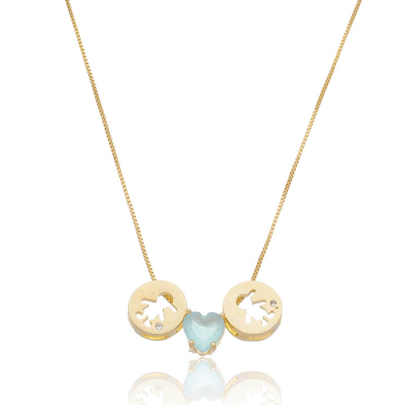 Gargantilha medalha meninos folheado a ouro 18k