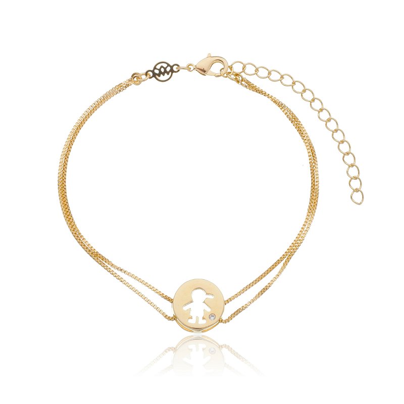 Pulseira menino folheada a ouro 18k 18cm