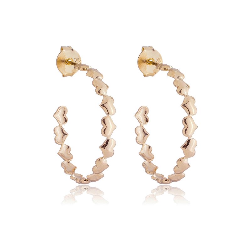 Argola grande corações folheada a ouro 18k