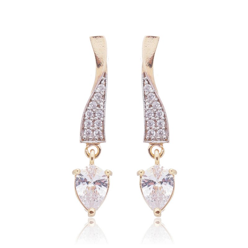 BRINCO ONDAS CRAVEJADAS COM ZIRCÔNIA EM PENDULO