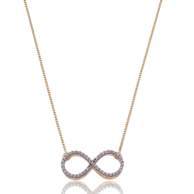 Gargantilha infinito com zircônias folheado a ouro 18k