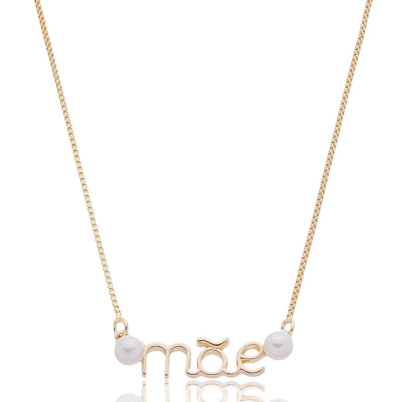 Gargantilha mãe com pérola folheada a ouro 18k