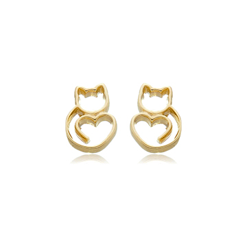 Brinco gatinho folheado a ouro 18k