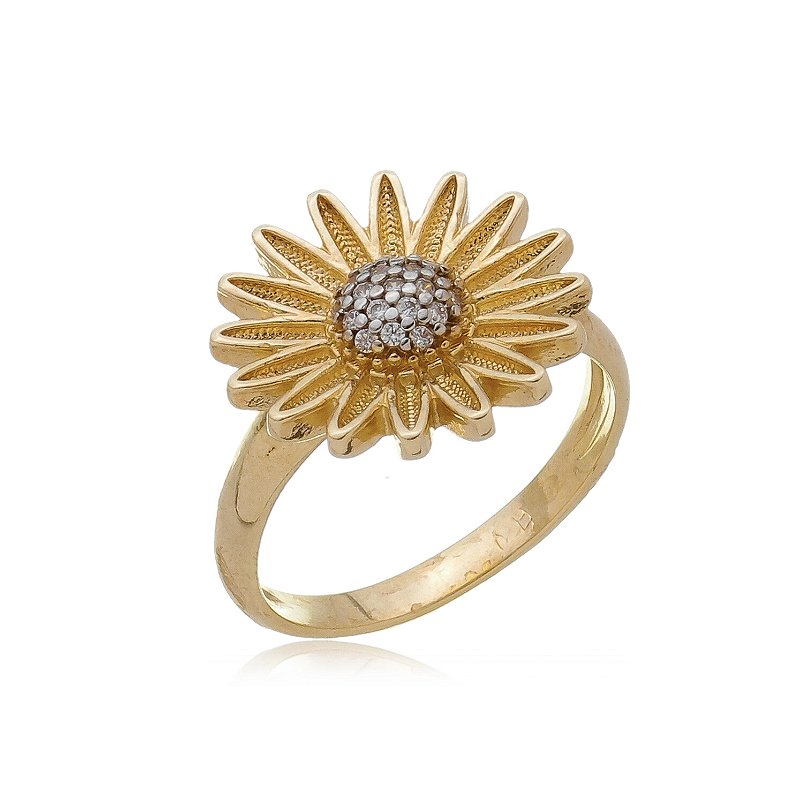 Anel Margarida folheado a ouro 18k