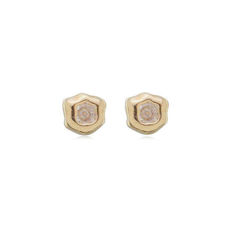 Brinco com zircônia folheado a ouro 18k