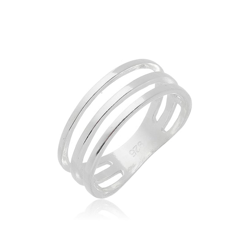 ANEL TRÊS FAIXAS PRATA 925