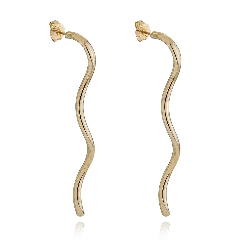 Brinco fio de tubo folheado a ouro 18k