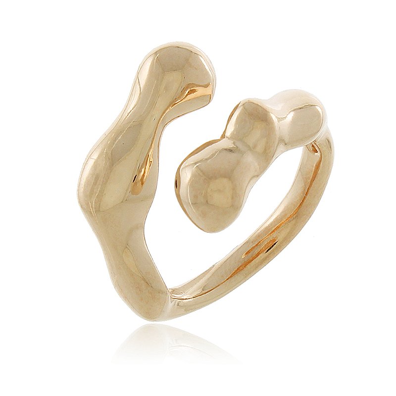 Anel tiras orgânicas folheado a ouro 18k