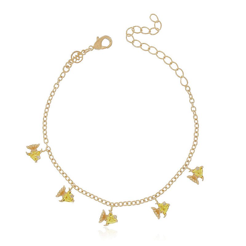 Pulseira infantil folheada a ouro 18k 15cm