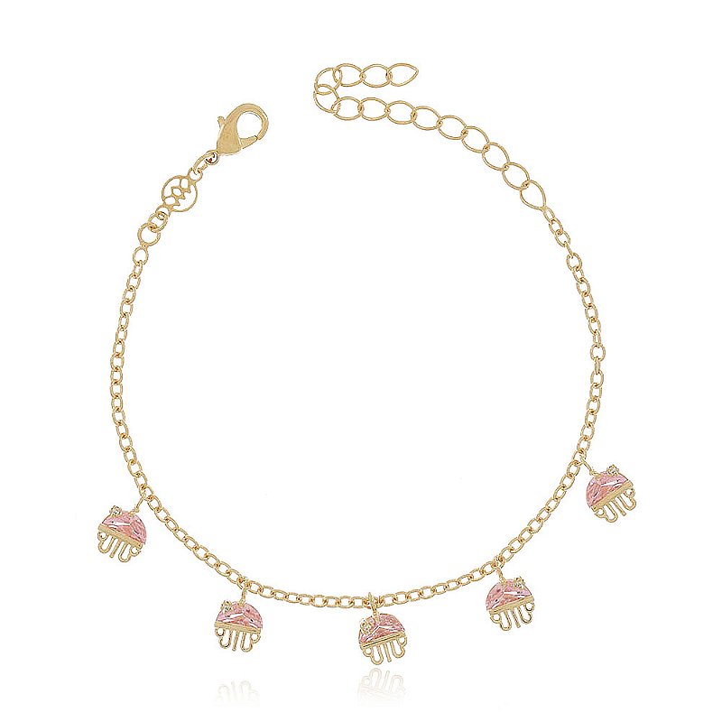 Pulseira infantil folheada a ouro 18k 15cm