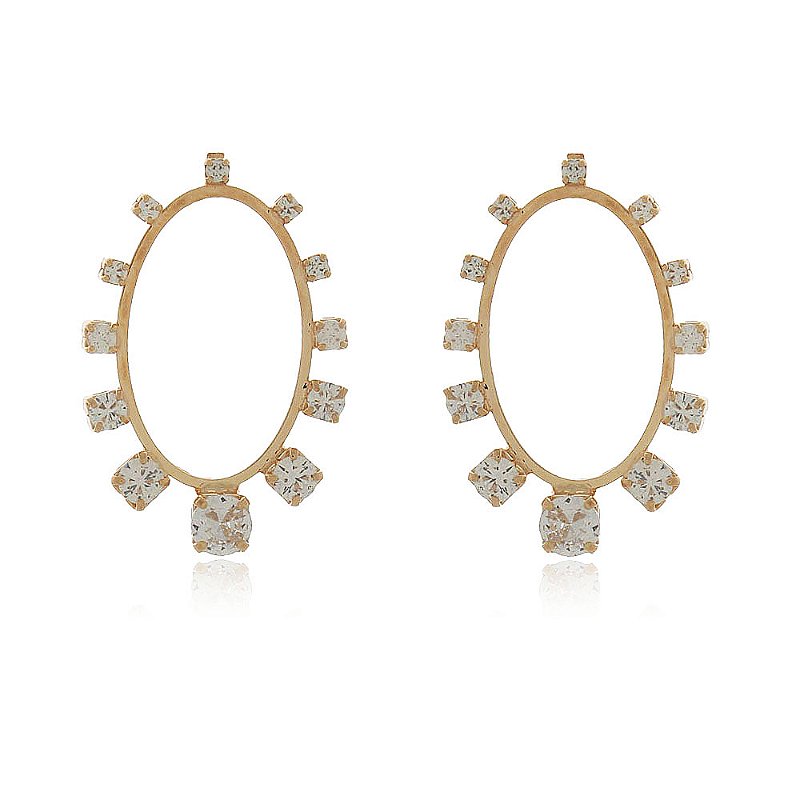 Brinco com zircônias folheado a ouro 18k
