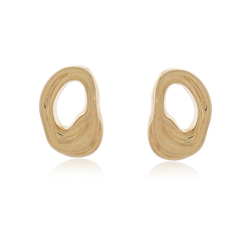 Brinco orgânico folheado a ouro 18k